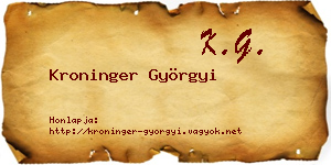 Kroninger Györgyi névjegykártya