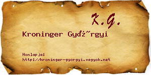 Kroninger Györgyi névjegykártya